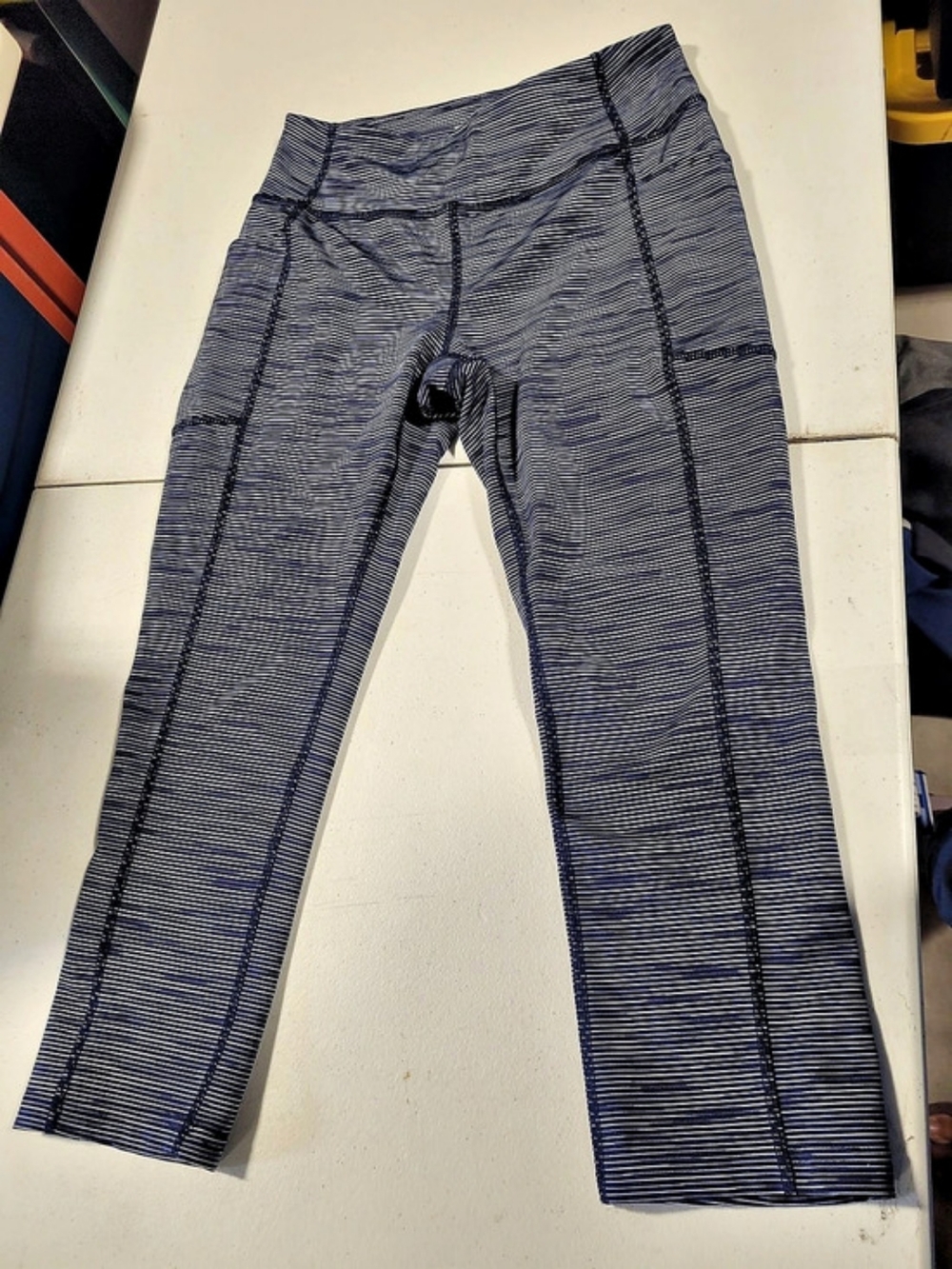 Tek Gear Dri-Tek Striped Athletic Pants in Blue & White Size Small